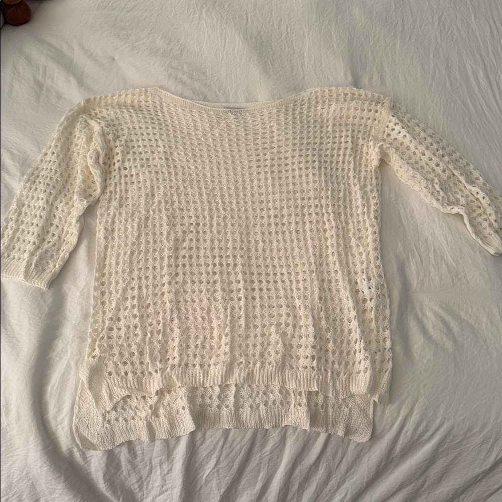 Elegant Cream Knit Swim Coverup